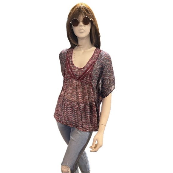 Xhilaration Short Sleeve Boho Blouse - Picture 3 of 4